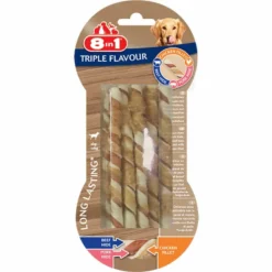 8in1 Triple Flavour Sticks Torsadés Pour Chien X10