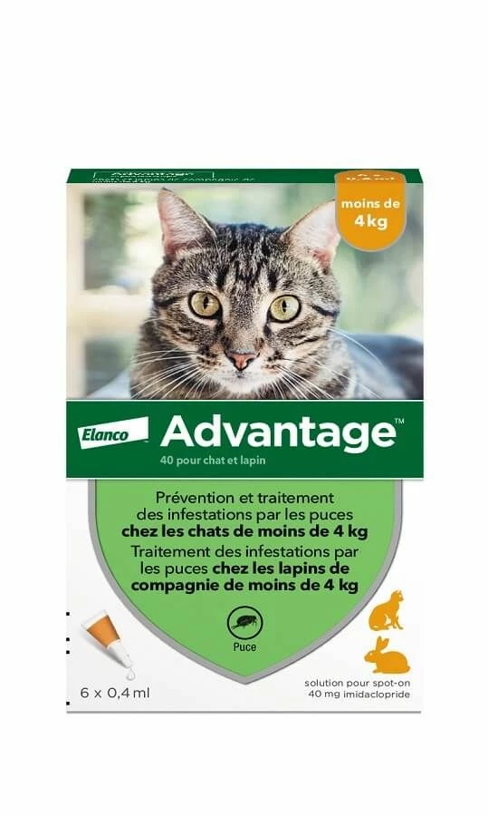 Advantage 40 Chat Et Lapin De 1 à 4 Kg 6 Pipettes – Image 2