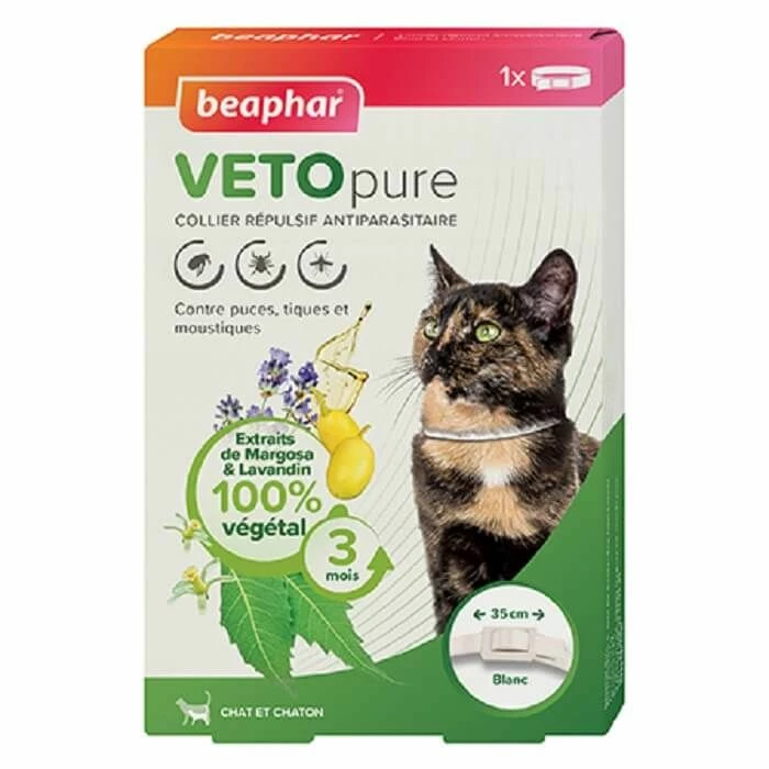 Beaphar VETOpure Chat Collier Répulsif Antiparasitaire Blanc