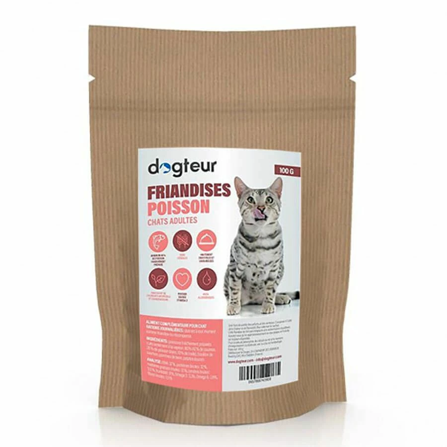 Dogteur Friandises Sans Céréales Au Poisson Chat 100 G - DLUO: 28/06/2023