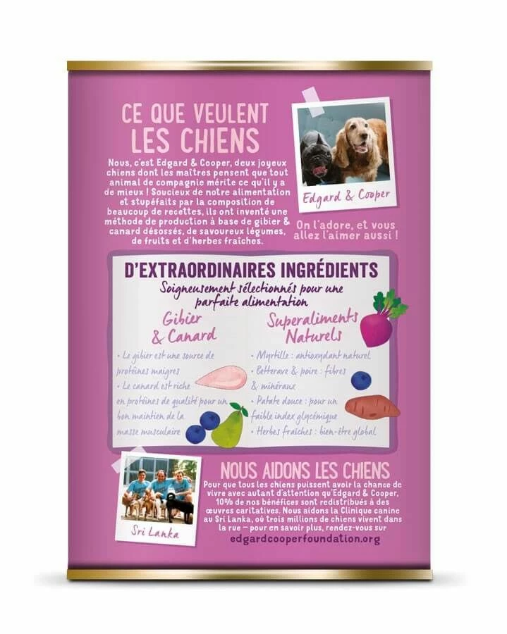 Edgard & Cooper Boite Gibier Et Canard Chien Adulte 6 X 400 G – Image 2